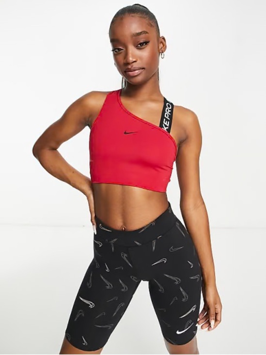 Nike Other - Nike Red Asymmetric Sports Bra with Black/White Branded Strap